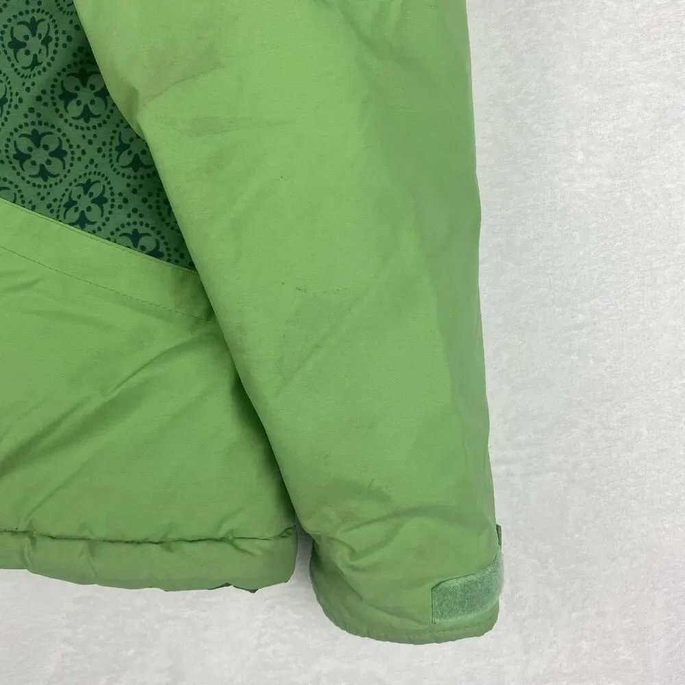 Columbia Reversible Jacket Youth Girls 14/16 Green Hooded Pockets Logo Winter